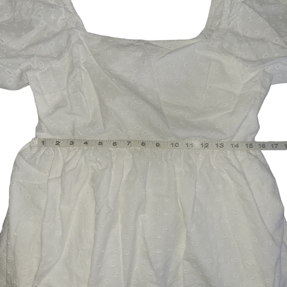 A New Day Puff Sleeve Embroidered Eyelet Dress White 100% Cotton Women's Size L - Picture 11 of 11